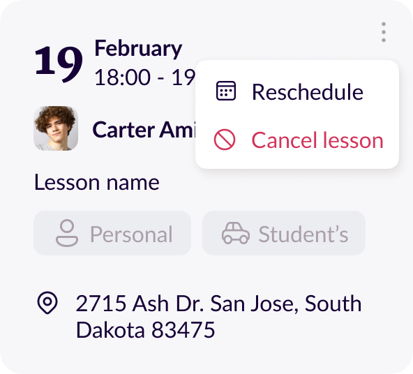 Reschedule or cancel a lesson